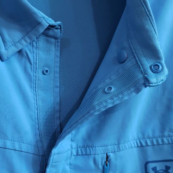 Under Armour Shorebreak Hybrid Woven Short Sleeve Button Viral/Photon Blue XL - Picture 8 of 11